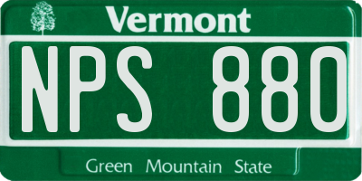 VT license plate NPS880