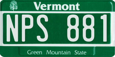 VT license plate NPS881
