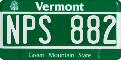 VT license plate NPS882