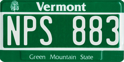VT license plate NPS883