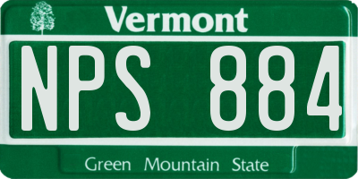VT license plate NPS884