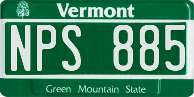 VT license plate NPS885