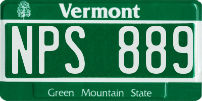 VT license plate NPS889