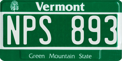 VT license plate NPS893