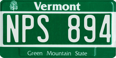 VT license plate NPS894