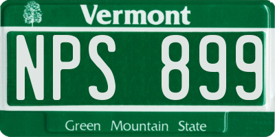 VT license plate NPS899