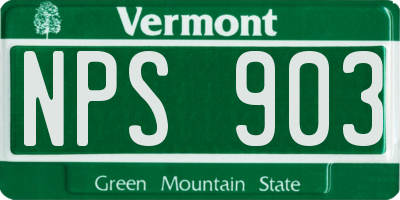 VT license plate NPS903