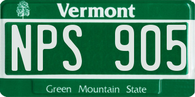 VT license plate NPS905