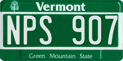 VT license plate NPS907