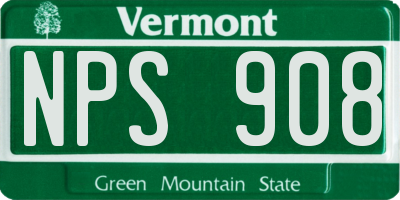VT license plate NPS908