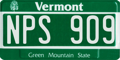 VT license plate NPS909