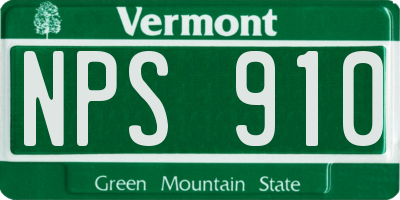VT license plate NPS910