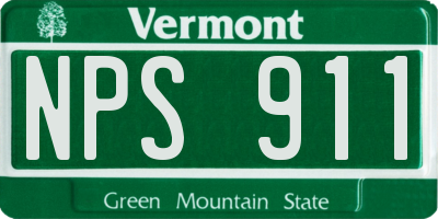 VT license plate NPS911