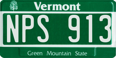 VT license plate NPS913