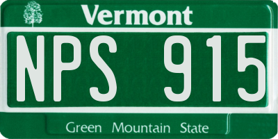 VT license plate NPS915