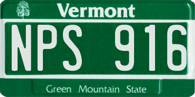 VT license plate NPS916