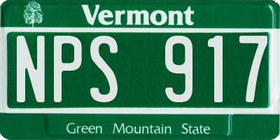 VT license plate NPS917