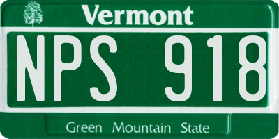 VT license plate NPS918