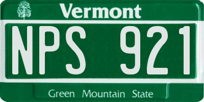 VT license plate NPS921