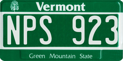 VT license plate NPS923