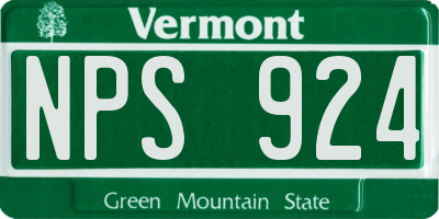 VT license plate NPS924