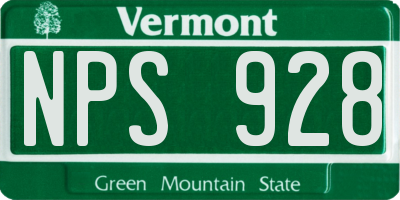 VT license plate NPS928