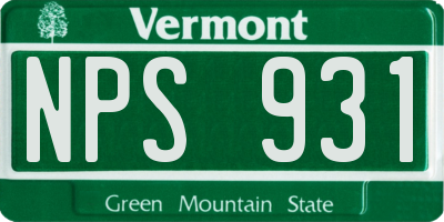 VT license plate NPS931