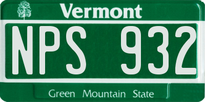 VT license plate NPS932