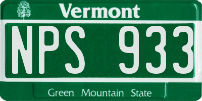 VT license plate NPS933