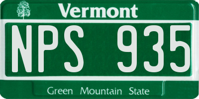 VT license plate NPS935