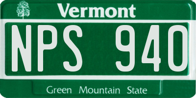VT license plate NPS940