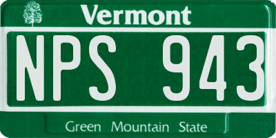 VT license plate NPS943