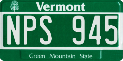 VT license plate NPS945