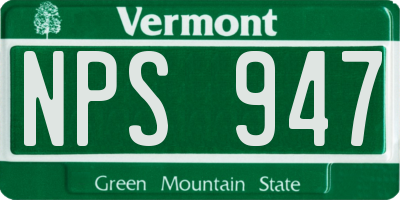VT license plate NPS947