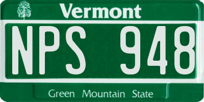 VT license plate NPS948