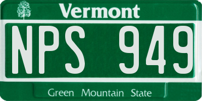 VT license plate NPS949