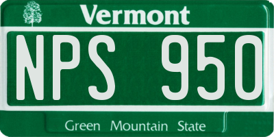 VT license plate NPS950