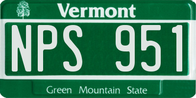 VT license plate NPS951