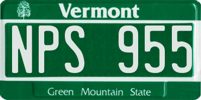 VT license plate NPS955