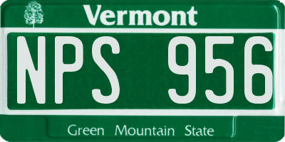 VT license plate NPS956