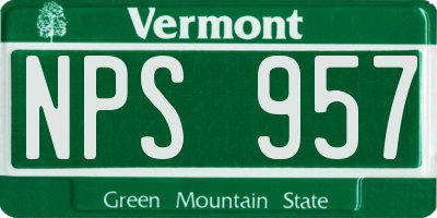 VT license plate NPS957