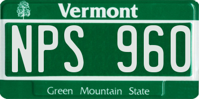 VT license plate NPS960