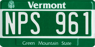 VT license plate NPS961