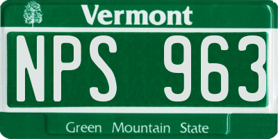 VT license plate NPS963