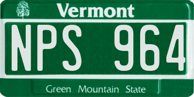 VT license plate NPS964