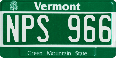 VT license plate NPS966