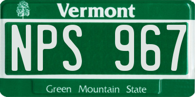 VT license plate NPS967