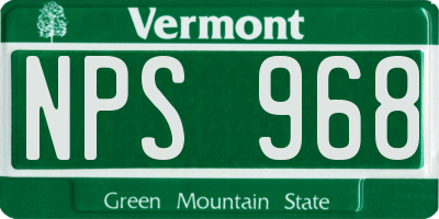 VT license plate NPS968