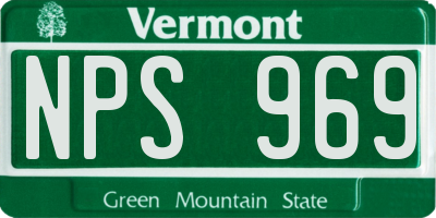 VT license plate NPS969