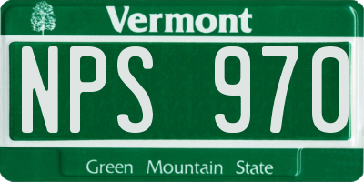 VT license plate NPS970
